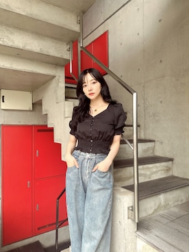 「ANDGEEBEE（アンジービー）のアイテム（その他トップス）」を使った、村瀬紗英さん（レディース・159cm）の秋コーディネート