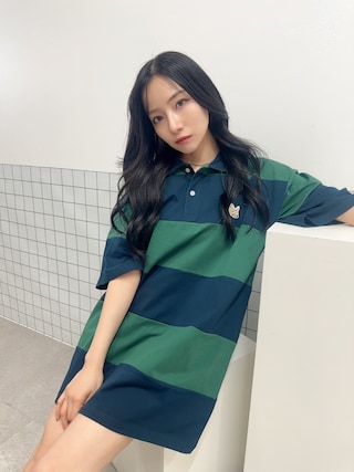 「ANDGEEBEE（アンジービー）のフェネックラガーT（ポロシャツ）」を使った、村瀬紗英さん（レディース・159cm）の夏コーディネート