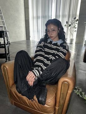 「アイテム（ポロシャツ）」を使った、村瀬紗英さん（レディース・159cm）の秋コーディネート