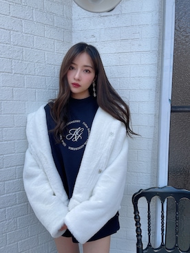 「ANDGEEBEE（アンジービー）のアイテム（その他アウター）」を使った、村瀬紗英さん（レディース・159cm）の冬コーディネート