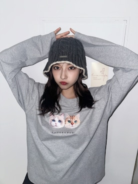 「ANDGEEBEE（アンジービー）のアイテム（帽子）」を使った、村瀬紗英さん（レディース・159cm）の秋コーディネート