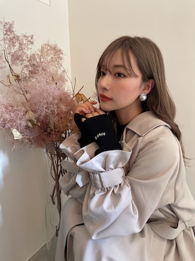 「ANDGEEBEE（アンジービー）のアイテム（トレンチコート）」を使った、村瀬紗英さん（レディース・159cm）の秋コーディネート