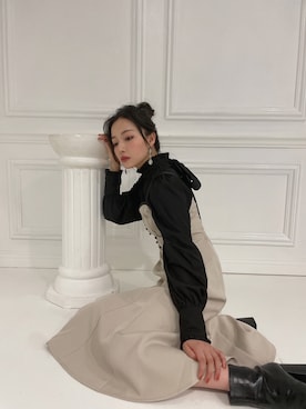 「ANDGEEBEE（アンジービー）のアイテム（シューズ）」を使った、村瀬紗英さん（レディース・159cm）の秋コーディネート
