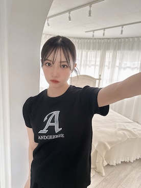「ANDGEEBEE（アンジービー）のアイテム（その他トップス）」を使った、村瀬紗英さん（レディース・159cm）の夏コーディネート
