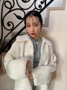 「ANDGEEBEE（アンジービー）のアイテム（ダウンジャケット/コート）」を使った、村瀬紗英さん（レディース・159cm）の春コーディネート