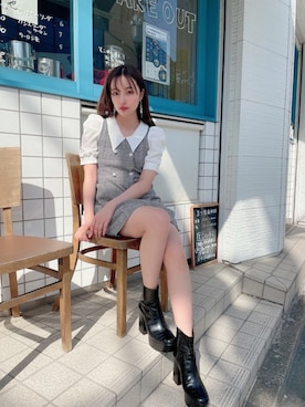 「ANDGEEBEE（アンジービー）のアイテム（ブーツ）」を使った、村瀬紗英さん（レディース・159cm）の夏コーディネート
