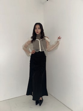 「ANDGEEBEE（アンジービー）のアイテム（その他トップス）」を使った、村瀬紗英さん（レディース・159cm）の秋コーディネート