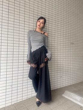 「ANDGEEBEE（アンジービー）のアイテム（Tシャツ/カットソー）」を使った、村瀬紗英さん（レディース・159cm）の秋コーディネート