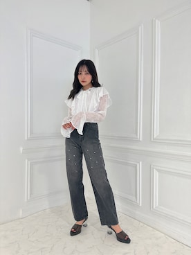「ANDGEEBEE（アンジービー）のアイテム（シューズ）」を使った、村瀬紗英さん（レディース・159cm）の夏コーディネート