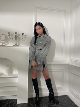 「ANDGEEBEE（アンジービー）のアイテム（その他アウター）」を使った、村瀬紗英さん（レディース・159cm）の冬コーディネート