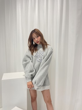 「ANDGEEBEE（アンジービー）のアイテム（スウェット）」を使った、村瀬紗英さん（レディース・159cm）の冬コーディネート