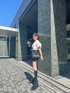 「ANDGEEBEE（アンジービー）のアイテム（Tシャツ/カットソー）」を使った、村瀬紗英さん（レディース・159cm）の夏コーディネート