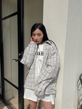 「ANDGEEBEE（アンジービー）のアイテム（ブルゾン）」を使った、村瀬紗英さん（レディース・159cm）の春コーディネート
