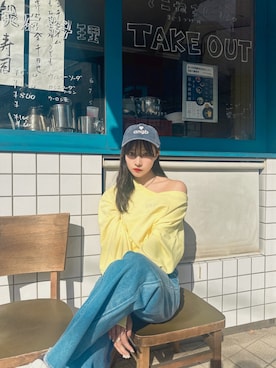 「ANDGEEBEE（アンジービー）のアイテム（キャップ）」を使った、村瀬紗英さん（レディース・159cm）の夏コーディネート