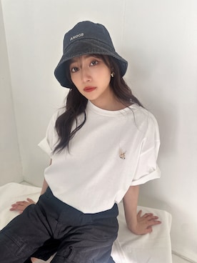 「ANDGEEBEE（アンジービー）のアイテム（帽子）」を使った、村瀬紗英さん（レディース・159cm）の夏コーディネート