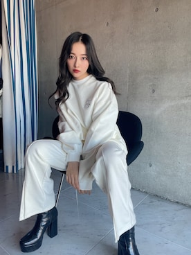 「ANDGEEBEE（アンジービー）のアイテム（パンツ）」を使った、村瀬紗英さん（レディース・159cm）の冬コーディネート