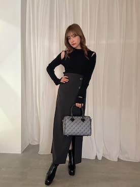 「ANDGEEBEE（アンジービー）のアイテム（シューズ）」を使った、村瀬紗英さん（レディース・159cm）の秋コーディネート