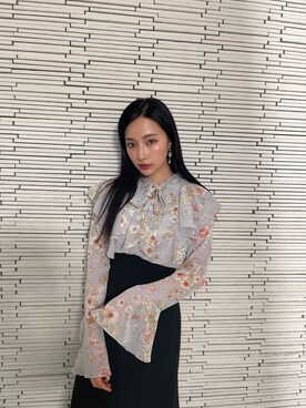 「ANDGEEBEE（アンジービー）のアイテム（シャツ/ブラウス）」を使った、村瀬紗英さん（レディース・159cm）の春コーディネート