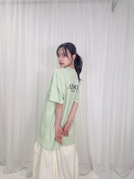 「ANDGEEBEE（アンジービー）のアイテム（Tシャツ/カットソー）」を使った、村瀬紗英さん（レディース・159cm）の夏コーディネート
