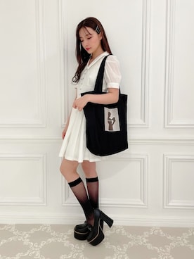 「ANDGEEBEE（アンジービー）のアイテム（シャツワンピース）」を使った、村瀬紗英さん（レディース・159cm）の夏コーディネート