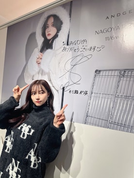 「ANDGEEBEE（アンジービー）のアイテム」を使った、村瀬紗英さん（レディース・159cm）の冬コーディネート