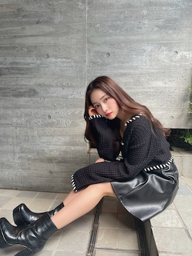 「ANDGEEBEE（アンジービー）のアイテム（ブーツ）」を使った、村瀬紗英さん（レディース・159cm）の秋コーディネート
