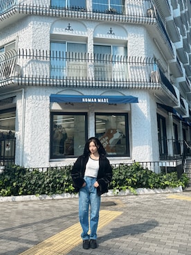 「ANDGEEBEE（アンジービー）のアイテム（その他アウター）」を使った、村瀬紗英さん（レディース・159cm）の冬コーディネート