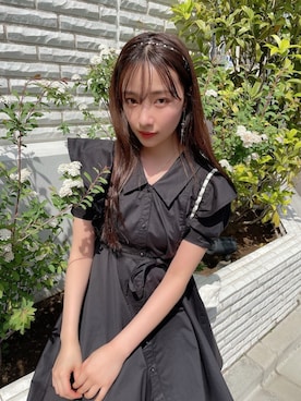 「ANDGEEBEE（アンジービー）のアイテム（シャツワンピース）」を使った、村瀬紗英さん（レディース・159cm）の夏コーディネート