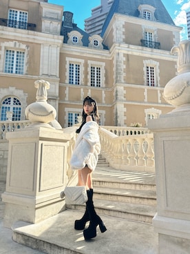 「ANDGEEBEE（アンジービー）のアイテム（その他アウター）」を使った、村瀬紗英さん（レディース・159cm）の春コーディネート