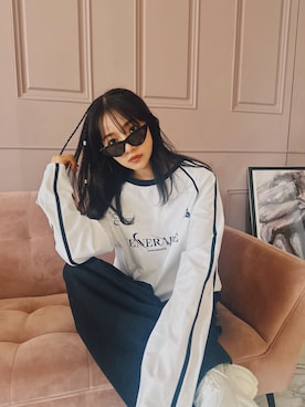 「ANDGEEBEE（アンジービー）のアイテム（Tシャツ/カットソー）」を使った、村瀬紗英さん（レディース・159cm）の春コーディネート