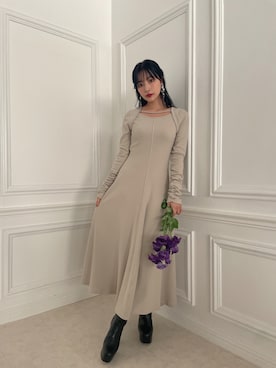 「ANDGEEBEE（アンジービー）のアイテム（シューズ）」を使った、村瀬紗英さん（レディース・159cm）の冬コーディネート