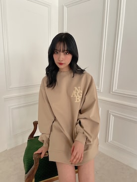 「ANDGEEBEE（アンジービー）のアイテム（スウェット）」を使った、村瀬紗英さん（レディース・159cm）の冬コーディネート