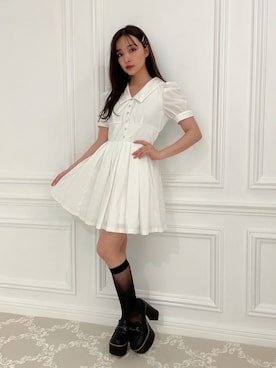 「ANDGEEBEE（アンジービー）のアイテム（シャツワンピース）」を使った、村瀬紗英さん（レディース・159cm）の夏コーディネート