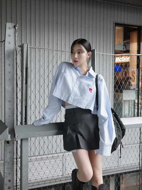 「ANDGEEBEE（アンジービー）のUNISEX 2WAYハートシャツ（シャツ/ブラウス）」を使った、村瀬紗英さん（レディース・159cm）の夏コーディネート