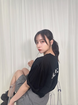 「ANDGEEBEE（アンジービー）のアイテム（Tシャツ/カットソー）」を使った、村瀬紗英さん（レディース・159cm）の夏コーディネート