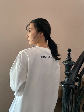 「ANDGEEBEE（アンジービー）のアイテム（Tシャツ/カットソー）」を使った、村瀬紗英さん（レディース・159cm）の春コーディネート