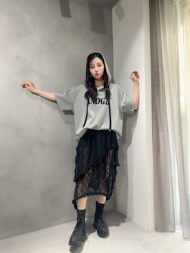 「アイテム（パーカー）」を使った、村瀬紗英さん（レディース・159cm）の夏コーディネート