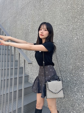 「ANDGEEBEE（アンジービー）のアイテム（Tシャツ/カットソー）」を使った、村瀬紗英さん（レディース・159cm）の夏コーディネート