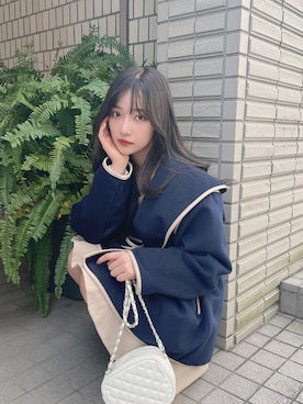 「ANDGEEBEE（アンジービー）のアイテム（その他アウター）」を使った、村瀬紗英さん（レディース・159cm）の秋コーディネート