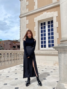 「ANDGEEBEE（アンジービー）のアイテム（シューズ）」を使った、村瀬紗英さん（レディース・159cm）の秋コーディネート