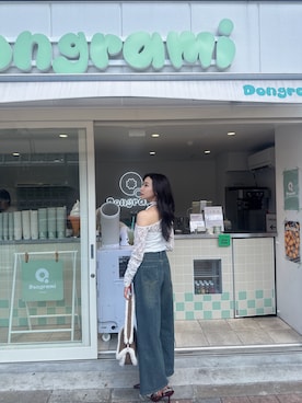 「ANDGEEBEE（アンジービー）のアイテム（その他トップス）」を使った、村瀬紗英さん（レディース・159cm）の秋コーディネート