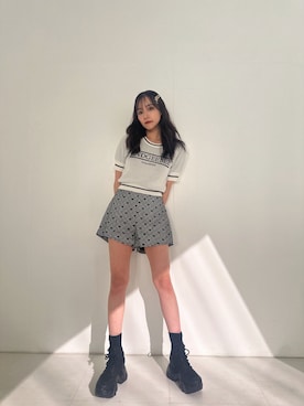 「ANDGEEBEE（アンジービー）のアイテム（パンツ）」を使った、村瀬紗英さん（レディース・159cm）の夏コーディネート