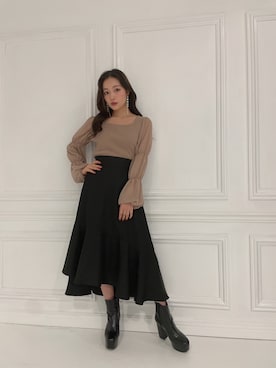 「ANDGEEBEE（アンジービー）のアイテム（シューズ）」を使った、村瀬紗英さん（レディース・159cm）の秋コーディネート