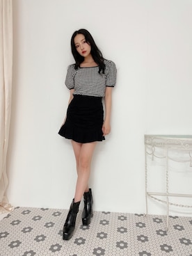 「ANDGEEBEE（アンジービー）のアイテム（ブーツ）」を使った、村瀬紗英さん（レディース・159cm）の夏コーディネート