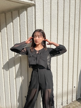 「ANDGEEBEE（アンジービー）のアイテム（パンツ）」を使った、村瀬紗英さん（レディース・159cm）の夏コーディネート
