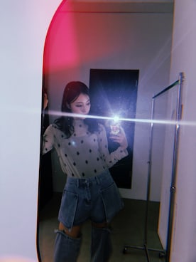 「ANDGEEBEE（アンジービー）のアイテム（その他トップス）」を使った、村瀬紗英さん（レディース・159cm）の秋コーディネート