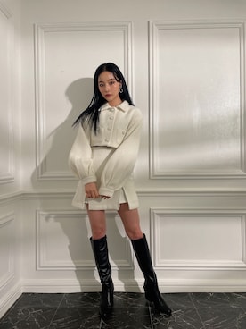 「ANDGEEBEE（アンジービー）のアイテム（その他アウター）」を使った、村瀬紗英さん（レディース・159cm）の冬コーディネート