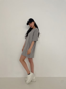 「ANDGEEBEE（アンジービー）のアイテム（キャップ）」を使った、村瀬紗英さん（レディース・159cm）の夏コーディネート