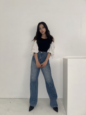 「ANDGEEBEE（アンジービー）のアイテム（その他トップス）」を使った、村瀬紗英さん（レディース・159cm）の秋コーディネート