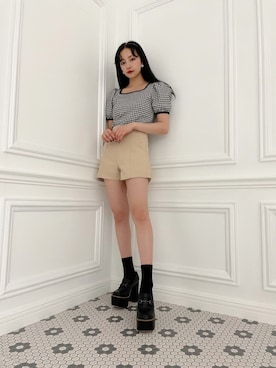 「チドリ柄」｜「アイテム（その他トップス）」を使った、村瀬紗英さん（レディース・159cm）の夏コーディネート